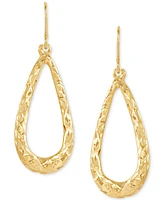 Textured Openwork Teardrop Drop Earrings in 14k Gold