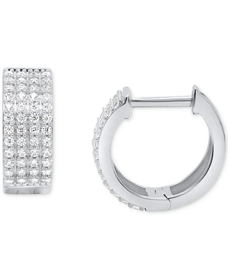 Diamond Four Row Huggie Hoop Earrings (1/2 ct. t.w.) in Sterling Silver