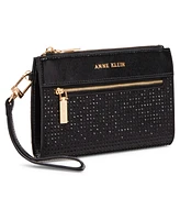 Ak 2 piece gift set with rhinestone zip clutch and card case