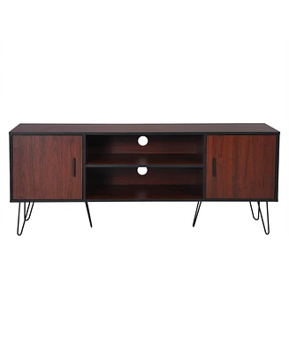 Sugift 59 Inch Retro Tv Stand for TVs up to 65 Inch with 6 Metal Legs