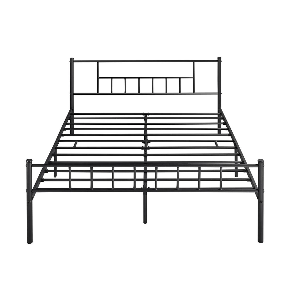 Yaheetech Queen Size Basic Metal Bed Frame with Headboard and Footboard Mattress Foundation Easy Assembly Slatted Bed Base Black