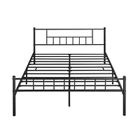 Yaheetech Queen Size Basic Metal Bed Frame with Headboard and Footboard Mattress Foundation Easy Assembly Slatted Bed Base Black