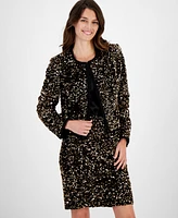 Tahari Asl Women's Sequin Hook-And-Eye Blazer