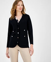 Anne Klein Women's V-Neck Button-Front Long-Sleeve Cardigan