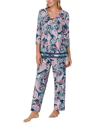 Ellen Tracy Women's 3/4-Sleeve Printed Pajama Set