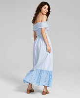 And Now This Women's Cotton Off-The-Shoulder Maxi Dress, Created for Macy's