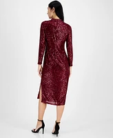 Anne Klein Women's Mock-Neck Sequin Midi Dress