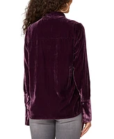 Democracy Petite Velvet Button-Front Shirt