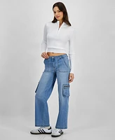 Celebrity Pink Juniors' Mid-Rise Wide-Leg Cargo Jeans