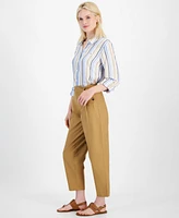 Tommy Hilfiger Women's Cotton-Blend Pleated Utility Trousers