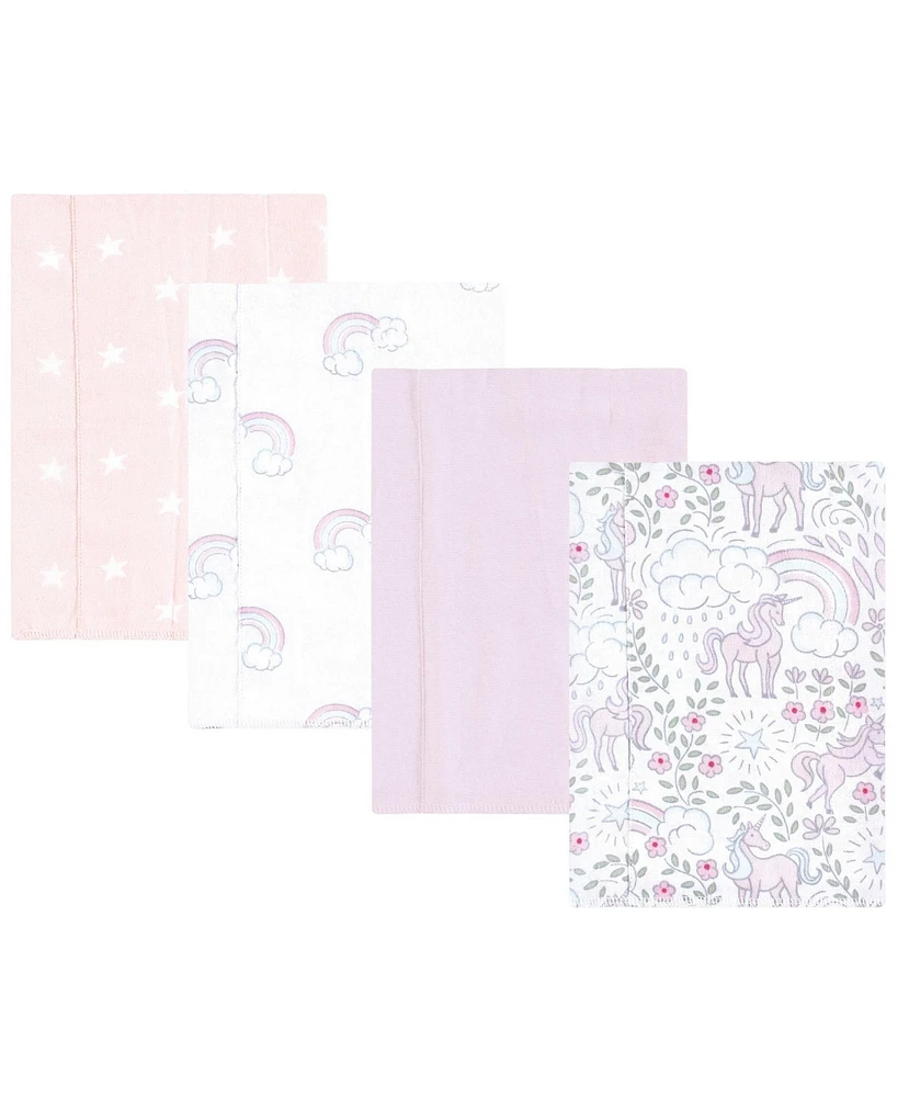 Hudson Baby Infant Girl Cotton Flannel Burp Cloths, Dreamy Unicorn, One Size