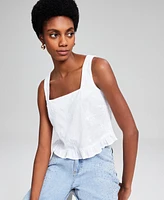 And Now This Women's Embroidered Ruffled-Hem Top, Created for Macy's