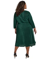 Jessica Howard Plus 3/4-Sleeve Twist-Front Dress