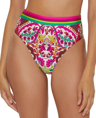 Trina Turk Women's Hawaiian-Print High-Waist Bikini Bottoms, Created for Macy's