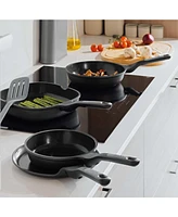 BergHOFF Leo Stone+ 5pc Nonstick Ceramic Specialty Pan Set with Turner, Recycled