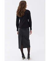 Nocturne Women's Shirt with Stone Button Design