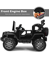 Costway 12V Kids Ride On Car 2 Seater Truck Rc Electric Vehicles w/ Storage Room