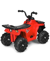 Costway 6V Battery Powered Kids Ride On Atv 4-Wheeler Quad w/ MP3 & Led Headlight