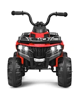 Costway 6V Battery Powered Kids Ride On Atv 4-Wheeler Quad w/ MP3 & Led Headlight