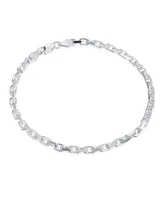 Bling Jewelry Mens 3MM Thin Solid Heavy Sterling Silver Anchor Oval Forzata Chain Link Bracelet 8.5 Inch