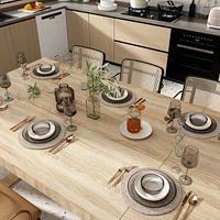 Homsee Retangular Wood Grain Wooden Dining Table with Wooden Frame