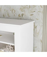 Homsee White Bookcase Headboard With Strong Storage And Led Light