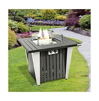 SereneLife 50,000 Btu Propane Gas Fire Pit Table with Stainless Steel Lid and Legs