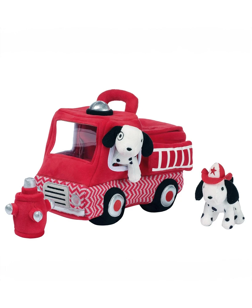 Lambs & Ivy Fire Truck 5pc Developmental Plush Soft Toy Interactive Play Set