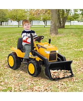 Costway 12V Kids Ride On Excavator Digger Electric Bulldozer Tractor Rc with Light & Music