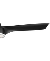 Casa Vieja 60" Artistry Modern Indoor Outdoor Ceiling Fan 3 Blade Led Light Remote Control Matte Black Finish Blades Bedroom Patio Living Room Damp Ra