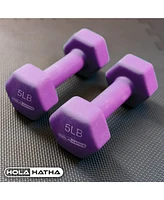 HolaHatha 146 Pound Neoprene Dumbbell Full Body Weight Set with Storage Rack