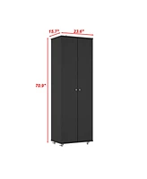 Famapy White Wood Bookcase with adjustable Shelves, 2 door