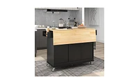 Slickblue Rolling Mobile Kitchen Island: Solid Wood Top with Locking Wheels, 52.7-Inch Width, Storage Cabinet