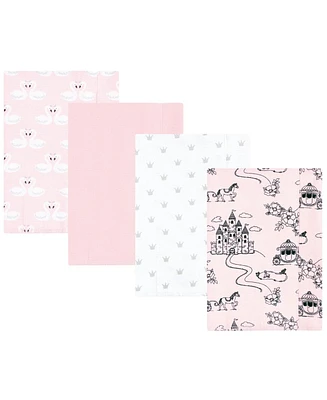 Hudson Baby Infant Girl Cotton Flannel Burp Cloths, Fairytale Princess, One Size