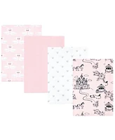 Hudson Baby Infant Girl Cotton Flannel Burp Cloths, Fairytale Princess, One Size