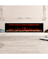 Mondawe 74" Smart Electric Fireplace,1500W,Sgs-Certified With 3 Top Light,13 Fuel Bed & Flame Colors