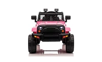 Slickblue Leadzm Dual Drive 12V 4.5A with 2.4G Remote Control – Pink Jeep for Kids