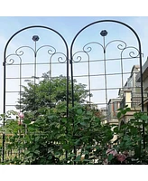 Slickblue 4-Pack Metal Garden Trellis for Climbing Plants – 86.7'' x 19.7'', Rustproof Black Plant Support, Rose Trellis Netting