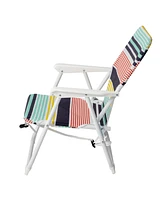 Slickblue Small Beach Chair – 100kg Capacity, White Iron Frame with Durable Oxford Cloth