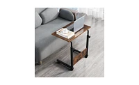 Slickblue Rolling Height Adjustable Side Table with Baffle, P2 15mm Chipboard & Steel