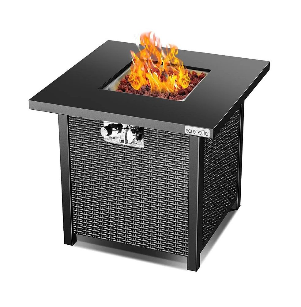 SereneLife 40,000 Btu Propane Gas Fire Pit Table with Cover and Lava Rock