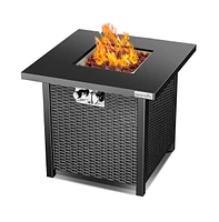 SereneLife 40,000 Btu Propane Gas Fire Pit Table with Cover and Lava Rock