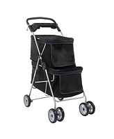 Slickblue Pet Stroller for 2 Dogs and Cats – Dual-Compartment, Comfortable and Convenient