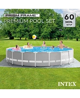 Intex 18ft x 48in Prism Round Frame Above Ground Swimming Pool Set with Pump