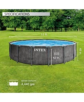 Intex Greywood Prism Frame 15'x48" Round Above Ground Outdoor Swimming Pool Set