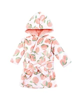 Hudson Baby Girls Mink with Faux Fur Lining Pool and Beach Robe Cover-ups, Peach, 6-12 Months