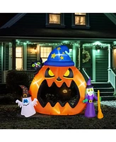 Yescom 6.9 Ft Halloween Inflatables Outdoor Yard Decoration,Blowup Pumpkin,Ghost,Witch,Cat Led Light 2024