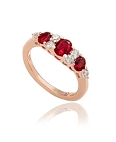 Suzy Levian New York Suzy Levian Rose Sterling Silver Red White Cubic Zirconia Graduating Ring