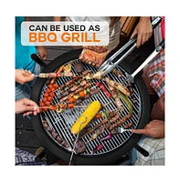 SereneLife Outdoor Steel Bbq Grill Fire Pit with Mesh Spark Screen