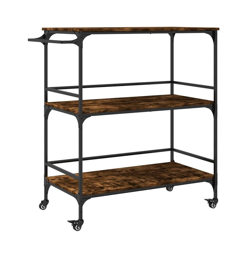 vidaXL Kitchen Trolley Smoked Oak 39.6"x19.7"x41.3" Engineered Wood